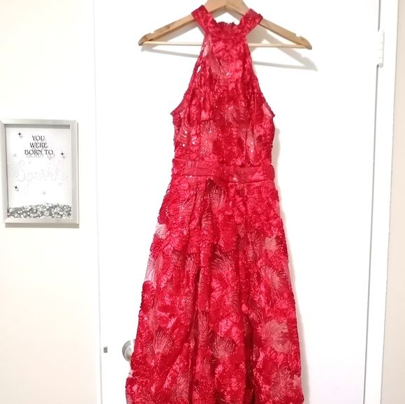 Evening red lace dress - Picture 3 of 4